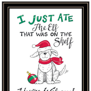 HomeRoots Set of Two Festive "Dear Santa I Can Explain" Black Framed Wall Art for Holiday Home Décor 571985