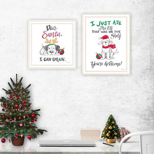 HomeRoots Set of Two Cheerful "Dear Santa, I Can Explain" Framed Wall Art for Festive Holiday Decor 571986