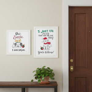 HomeRoots Set of Two Cheerful "Dear Santa, I Can Explain" Framed Wall Art for Festive Holiday Decor 571986