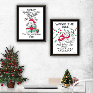 HomeRoots Set of Two Cat and Dog Christmas Prints - Festive Black Framed Wall Art for Holiday Decor Bliss! 571987