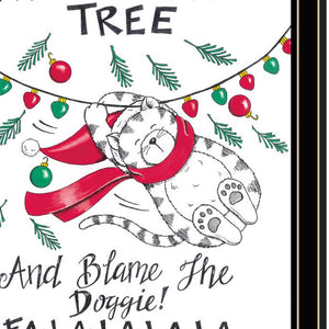 HomeRoots Set of Two Cat and Dog Christmas Prints - Festive Black Framed Wall Art for Holiday Decor Bliss! 571987