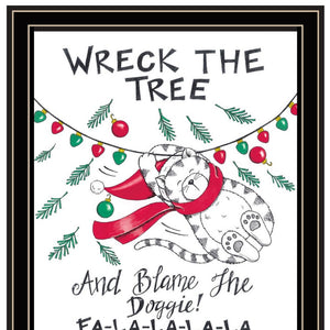 HomeRoots Set of Two Cat and Dog Christmas Prints - Festive Black Framed Wall Art for Holiday Decor Bliss! 571987
