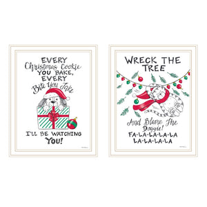 HomeRoots Set of Two Framed Cat and Dog Christmas Art - Vibrant Holiday Wall Décor for Festive Cheer 571988
