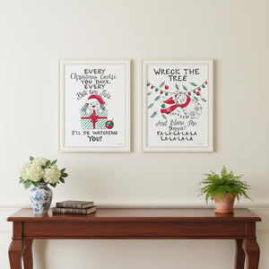 HomeRoots Set of Two Framed Cat and Dog Christmas Art - Vibrant Holiday Wall Décor for Festive Cheer 571988