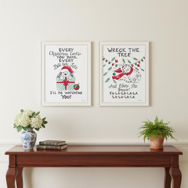 HomeRoots Set of Two Framed Cat and Dog Christmas Art - Vibrant Holiday Wall Décor for Festive Cheer 571988