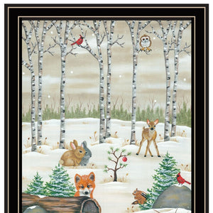 HomeRoots Set of Two Framed Woodland "Critters for Christmas" Art – Festive Wall Decor for Holiday Charm 571991