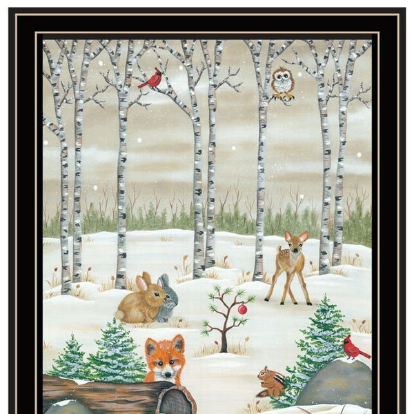 HomeRoots Set of Two Framed Woodland "Critters for Christmas" Art – Festive Wall Decor for Holiday Charm 571991