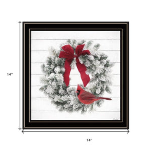 HomeRoots Set of Two Vibrant Cardinal Wreath Prints in Black Frames – Perfect Seasonal Wall Art Decor! 571993
