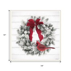 HomeRoots Set of Two Cardinal Wreath Framed Prints - Elegant Seasonal Wall Art for Timeless Home Decor 571994
