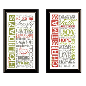 HomeRoots Set of Two Happy Holidays Black Framed Wall Art Prints - Stylish Seasonal Décor for Any Space 571995