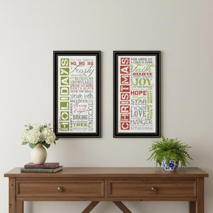 HomeRoots Set of Two Happy Holidays Black Framed Wall Art Prints - Stylish Seasonal Décor for Any Space 571995