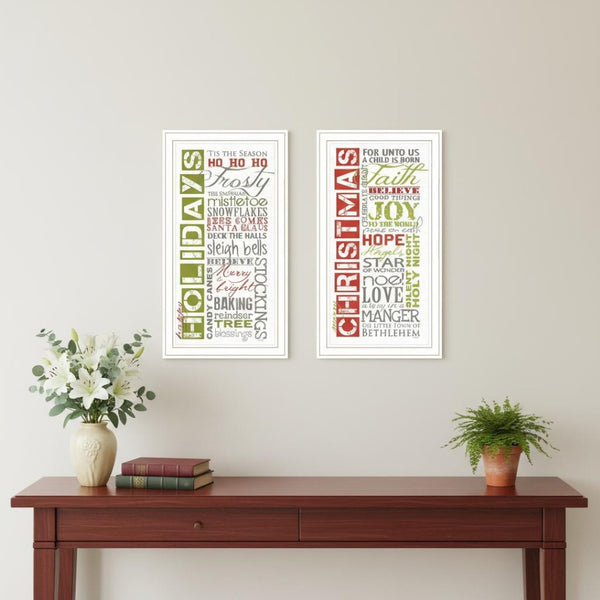 HomeRoots Set of Two Vibrant Holiday Wall Art Prints in White Frames – Stylish Decor for Year-Round Cheer 571996