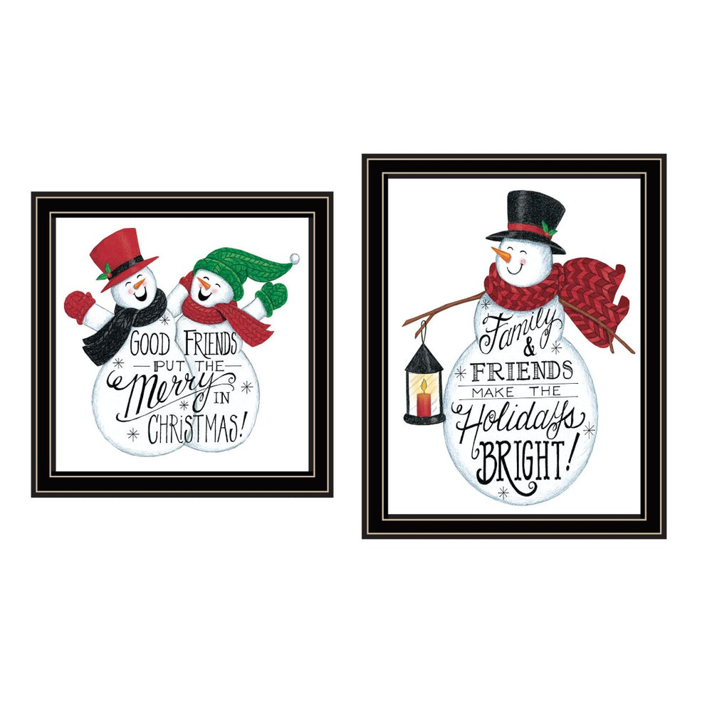 HomeRoots Set of Two Charming Snowman Framed Wall Art – Stylish Holiday Decor for Year-Round Winter Vibes 571997