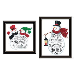HomeRoots Set of Two Charming Snowman Framed Wall Art – Stylish Holiday Decor for Year-Round Winter Vibes 571997