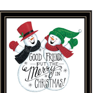 HomeRoots Set of Two Charming Snowman Framed Wall Art – Stylish Holiday Decor for Year-Round Winter Vibes 571997