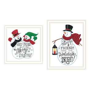HomeRoots Set of Two Charming Snowman Framed Wall Art Prints - Festive Decor for Holiday Cheer & Style 571998