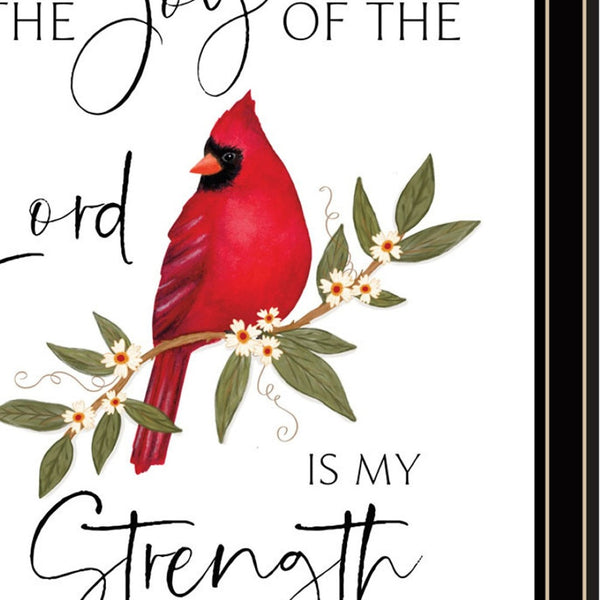 HomeRoots Set Of Two Vibrant Cardinal Wall Art - Uplifting "The Lord is My Strength" Framed Decor Art 571999