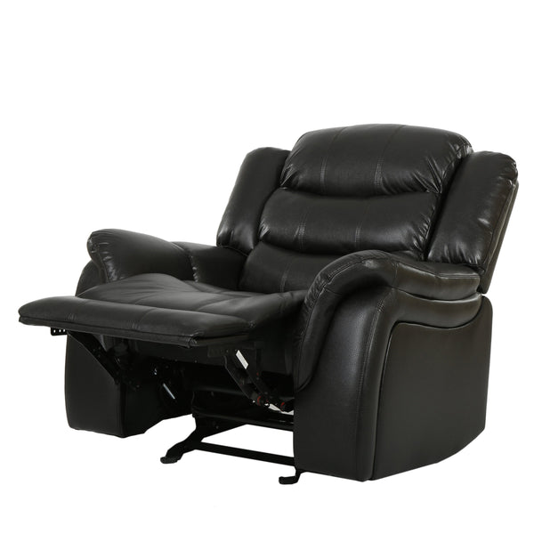 English Elm Christopher Knight Home® - Classic Design Recliner Black Berry PU Upholstery Glider Recliner Spacious Soft Seat Durable Frame Comfort N763P215170B
