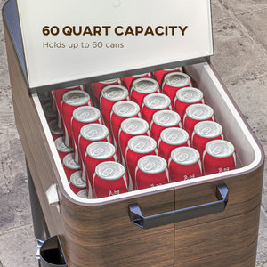 English Elm Outsunny Rolling Steel Beverage Cart Outdoor Cooler with Locking Wheels and Storage Shelf W2225P174310