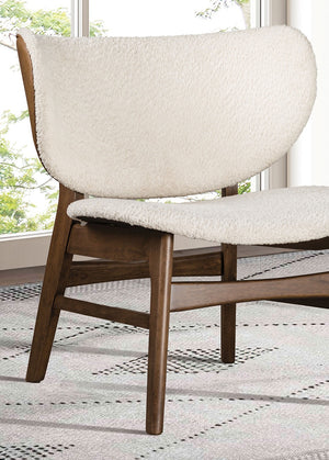 English Elm Modern Mid-Century Accent Chair Beige Upholstery Walnut Frame Wingback Comfort Stylish 24.5"W x 28.5"H Room-Ready B2741P351963