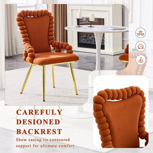 English Elm Set of 2 Velvet Dining Chairs Sculptural Bubble Back Gold Legs Glam Accent Seating W3875P370856