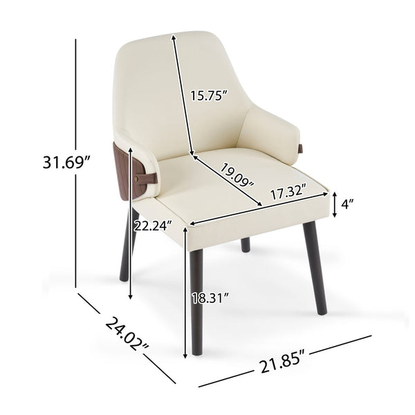 English Elm Indoor Two-tone Fabric Armchair Set Curved Back Ergonomic Dining Accent Seating Beige,Brown N779P370716L