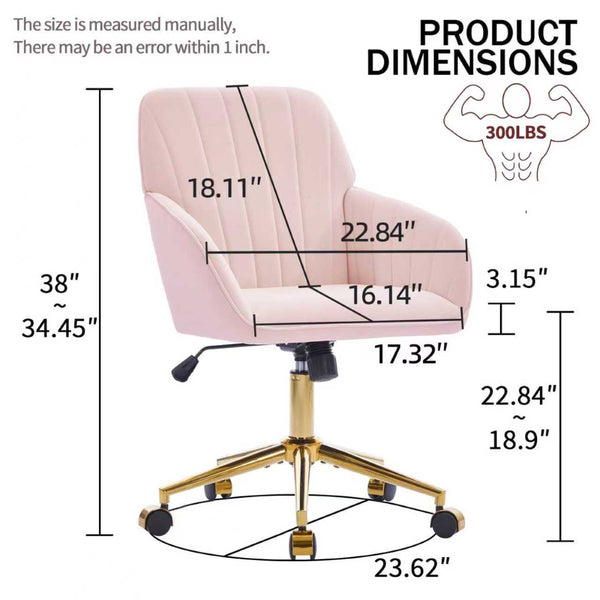 English Elm Ty Ergonomic Velvet Swivel Office Chair - Plush Memory Foam Comfort, Stylish Baby-Pink Design, Durable W2311P295811-GIGA