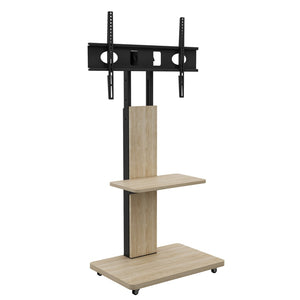 English Elm Tv Floor Stand Rolling Cart with Lockable Wheels Height Adjustable Iron Mdf Mount Natural W241P246879