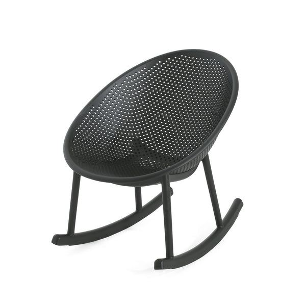English Elm Christopher Knight Home® - Gable Weather-Resistant Rocking Chair Set of 2 — Durable Polypropylene Resin, Easy-Maintenance Outdoor Seating Black N775P176710B