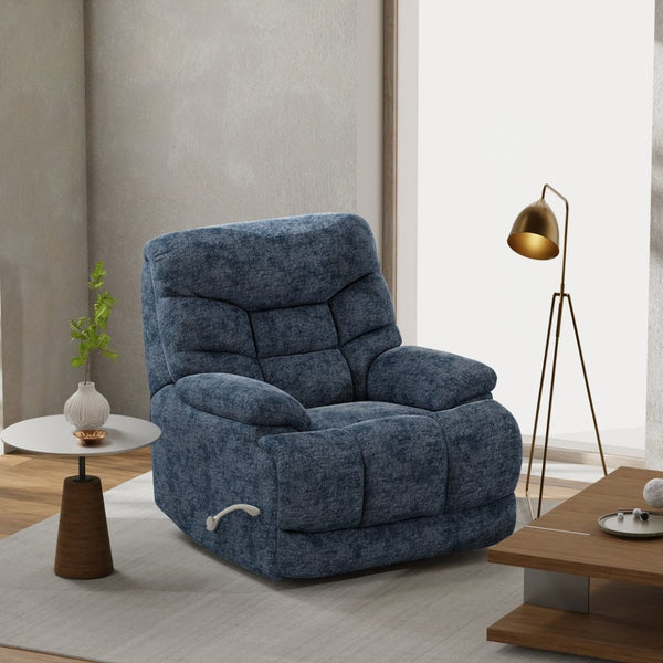 English Elm Swivel Glider Recliner Plush Upholstered Chair for Contemporary Living Rooms Blue B339P422561