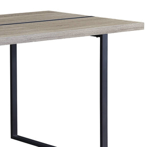 English Elm Grey Oak Modern 2-Shelf Rectangular Dining Table with Metal Inlay Trim, Sturdy Legs & Storage (60") B062P209315