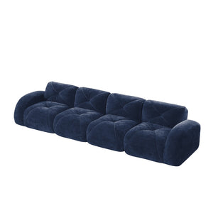 English Elm 140''soft Velvet Modular Cloud Sofa Tufted Plush Seating for Living Room or Home Theater Blue W714S01622