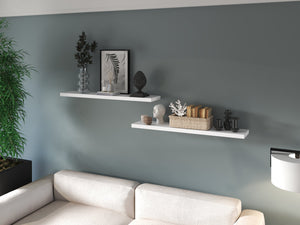 English Elm Floating Shelf Lyle Set of Two White Engineered Wood 47.2" Modern Space-Saving Display Shelf B092P245920