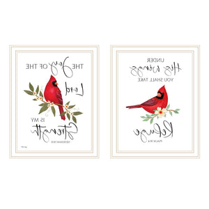 HomeRoots Set of Two Red Cardinal Wall Art - "The Lord is My Strength" Framed Decor for Home & Faith 572000
