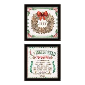 HomeRoots Set of Two Gingerbread Wreath Framed Wall Art – Modern Holiday Decor for Home & Seasonal Charm 572001