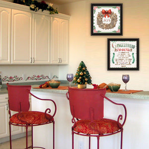 HomeRoots Set of Two Gingerbread Wreath Framed Wall Art – Modern Holiday Decor for Home & Seasonal Charm 572001