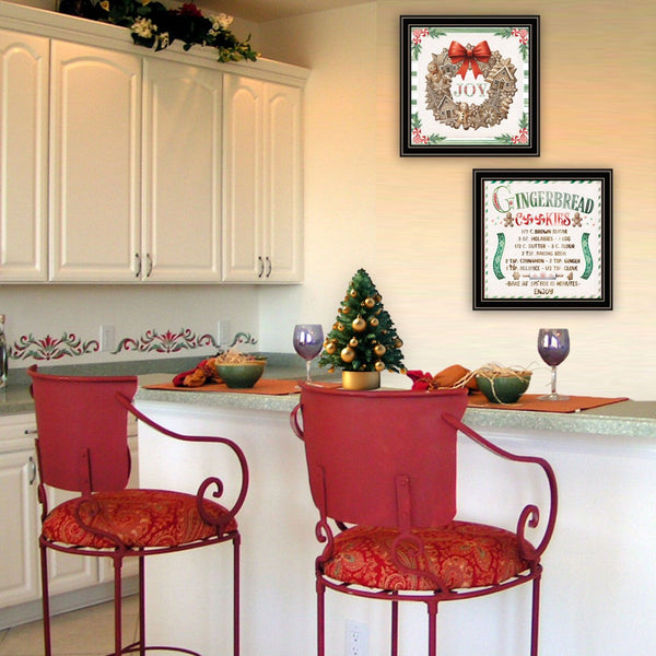 HomeRoots Set of Two Gingerbread Wreath Framed Wall Art – Modern Holiday Decor for Home & Seasonal Charm 572001