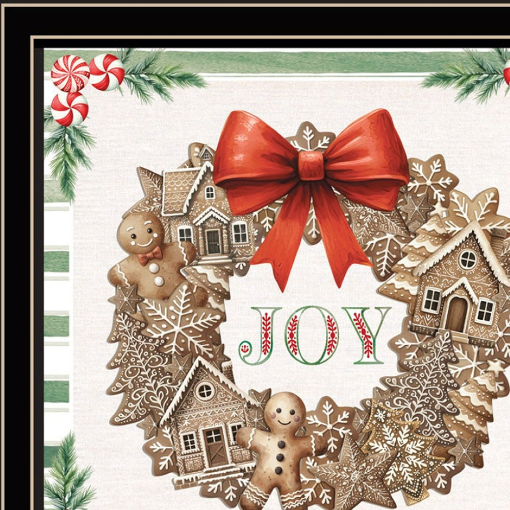 HomeRoots Set of Two Gingerbread Wreath Framed Wall Art – Modern Holiday Decor for Home & Seasonal Charm 572001