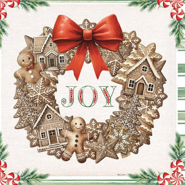 HomeRoots Set of Two Gingerbread Wreath Framed Wall Art – Modern Holiday Decor for Home & Seasonal Charm 572001