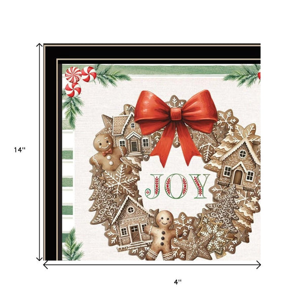 HomeRoots Set of Two Gingerbread Wreath Framed Wall Art – Modern Holiday Decor for Home & Seasonal Charm 572001