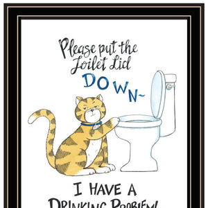 HomeRoots Set of Two Playful "I Have a Drinking Problem" Black Framed Wall Art for Home Bar and Living Room 572003
