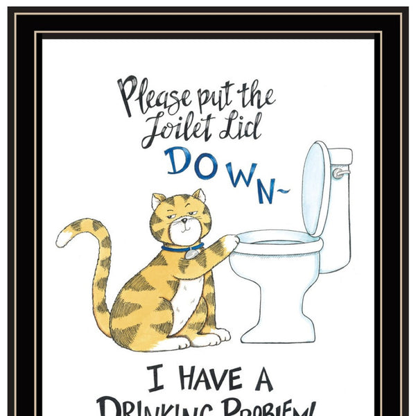HomeRoots Set of Two Playful "I Have a Drinking Problem" Black Framed Wall Art for Home Bar and Living Room 572003