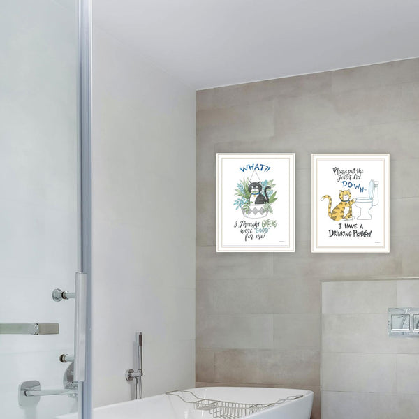 HomeRoots Set of Two "I Have a Drinking Problem!" Framed Wall Art for Contemporary Home Décor & Conversation Starters 572004