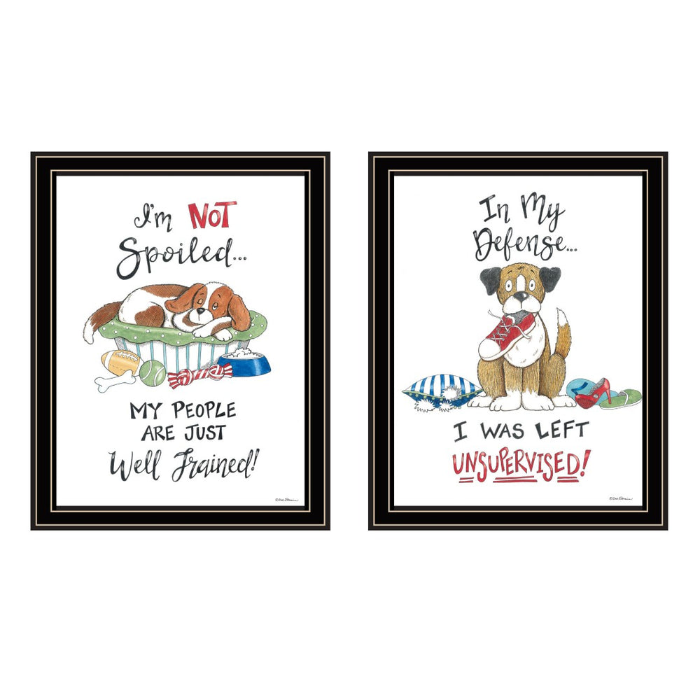 HomeRoots Set of Two Framed "I Was Left Unsupervised" Wall Art Prints for Bold Modern Home Decor Style 572005
