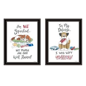 HomeRoots Set of Two Framed "I Was Left Unsupervised" Wall Art Prints for Bold Modern Home Decor Style 572005