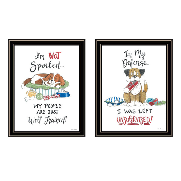 HomeRoots Set of Two Framed "I Was Left Unsupervised" Wall Art Prints for Bold Modern Home Decor Style 572005
