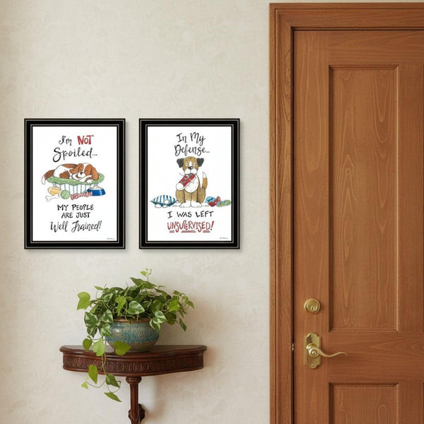 HomeRoots Set of Two Framed "I Was Left Unsupervised" Wall Art Prints for Bold Modern Home Decor Style 572005
