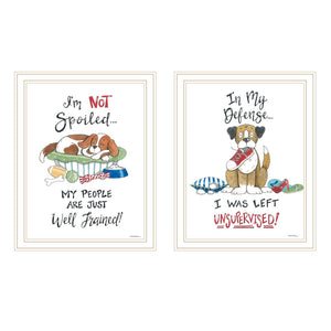 HomeRoots Set of Two I Was Left Unsupervised! Stylish White Framed Wall Art for Modern Home Décor & Focal Points 572006