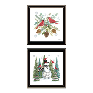HomeRoots Set of Two Friends Wall Art Prints - Festive Black Framed Décor for Modern Seasonal Cheer 572007