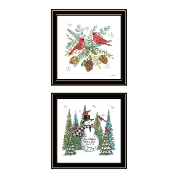 HomeRoots Set of Two Friends Wall Art Prints - Festive Black Framed Décor for Modern Seasonal Cheer 572007